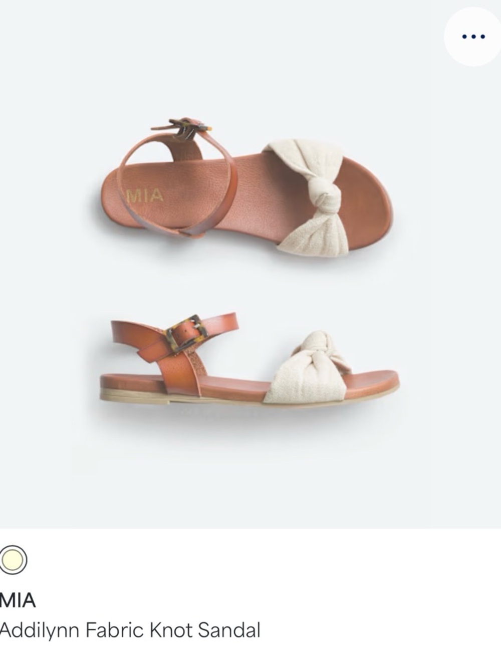 MIA Kids' Cream Knot Sandal with Tan Ankle Strap